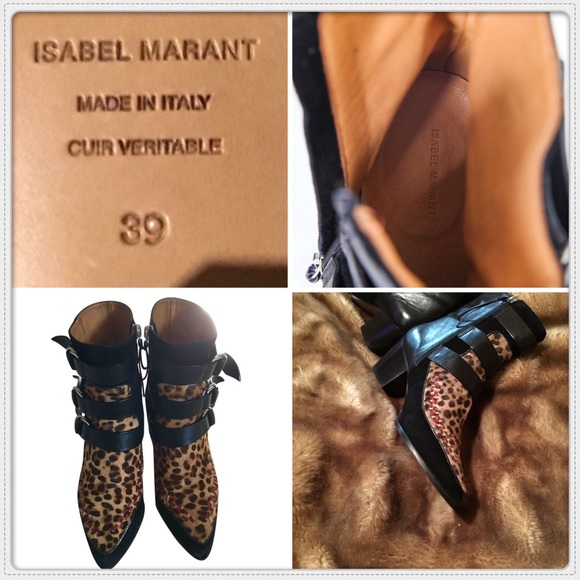 ISABEL MARANT DICKEY LEOPARD LEATHER BUCKLE BOOTS - Picture 3 of 9